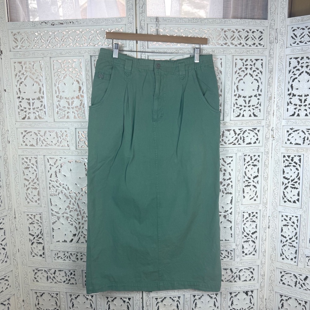 Vintage Chicos 10 Years Sage Green Denim Maxi Skirt Sz M/L Retro 90's Indie‎